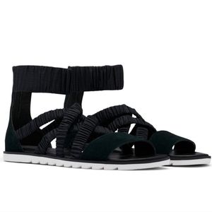 Sorel Black Strappy Elastic Ankle Sandals